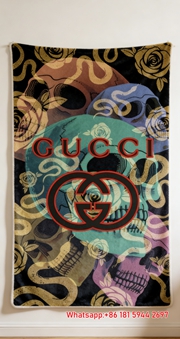 Luxury Gucci Skull & Snake Print Flannel Sofa Throw Blanket IMG_4753